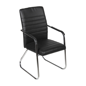 Καρέκλα γραφείου επισκέπτη με μπράτσα και PU μαύρο- KESKOR 020-0007