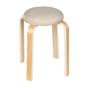 Σκαμπό ξύλινο Φ30Χ48 εκ. με υφασμάτινο κάθισμα μπεζ - KESKOR 118730
