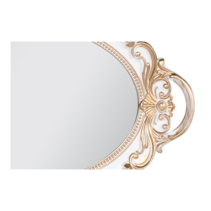 Διακοσμητικό - δίσκος πλαστικός 37,5Χ24 εκ. λευκό χρυσό με καθρέπτη - KESKOR 72523