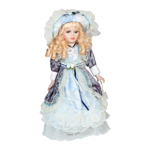 Κούκλα διακοσμητική πορσελάνης 42 εκ. με φόρεμα και καπέλο - KESKOR 26899-12