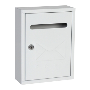 Γραμματοκιβώτιο μεταλλικό 20Χ7,5Χ26 εκ. λευκό με κλειδαριά και ανάγλυφο σχέδιο - KESKOR 41255