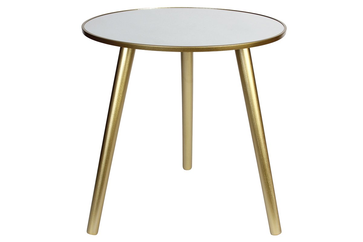 Τραπέζι σαλονιού ξύλινο Φ45Χ45 εκ. Χρυσό με καθρέπτη - KESKOR 76904