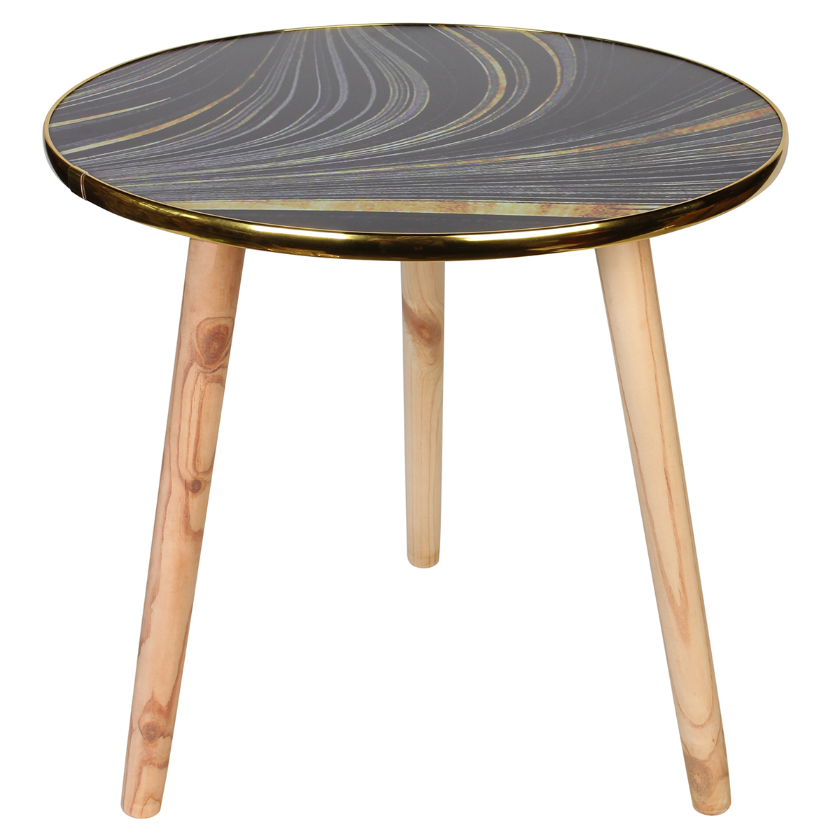 Τραπέζι σαλονιού βοηθητικό ξύλινο Φ45Χ44 εκ. με ντεκόρ - KESKOR 46605-1