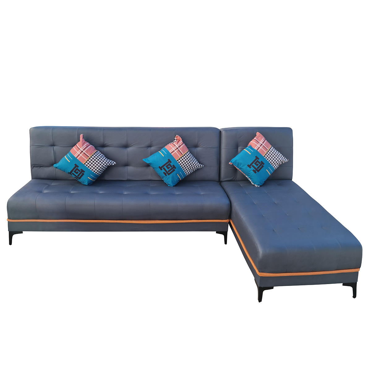 Καναπές γωνιακός - κρεβάτι 250Χ145 εκ. με επένδυση PU γκρι μπλε - KESKOR 656002